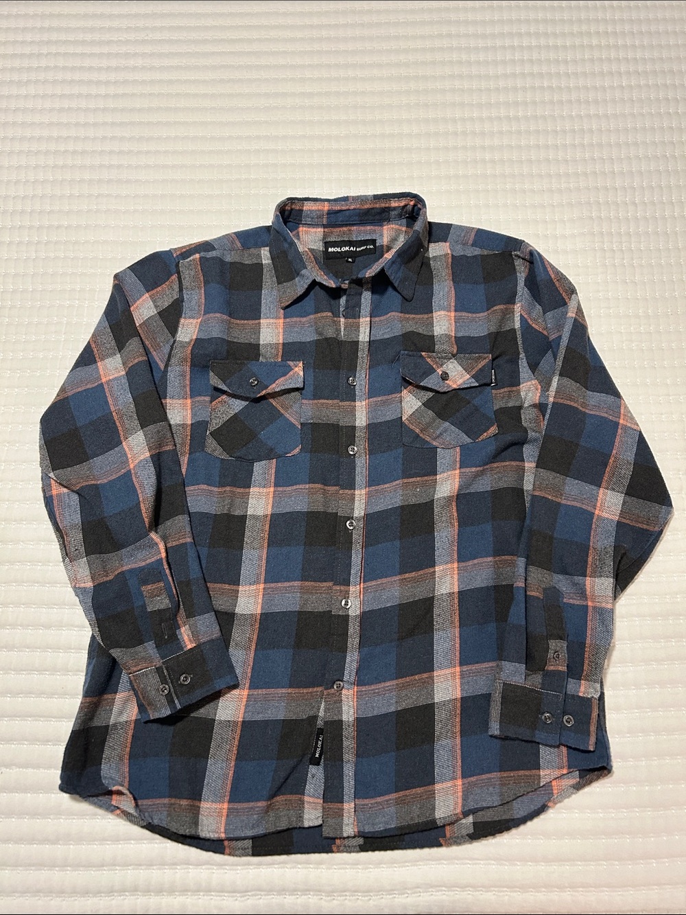 Men's Plaid Button-Down Shirt - Blue & Black by Broken Planet XL